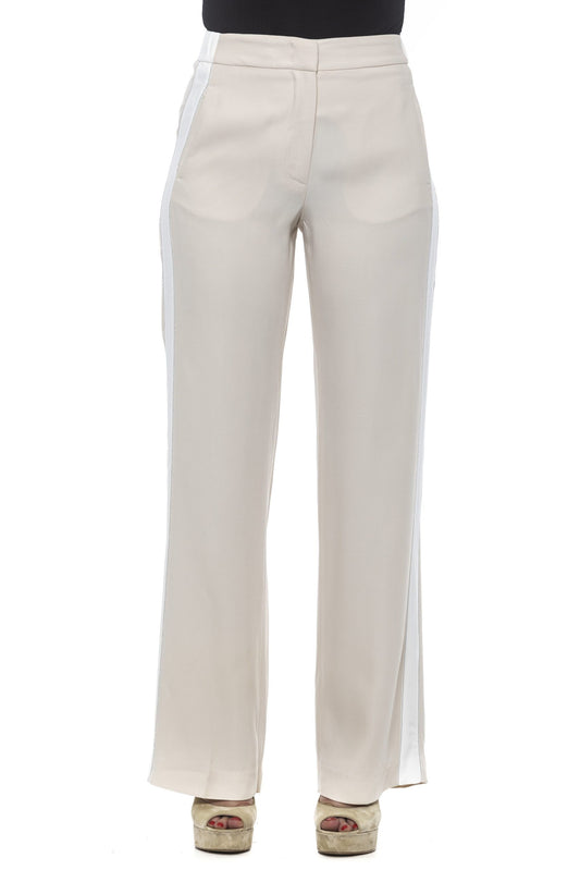 Chic Beige Palazzo Pants with Luminous Detailing