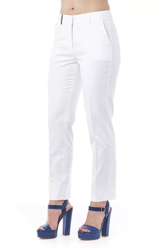 Elegant White Straight Leg Pants with Slits