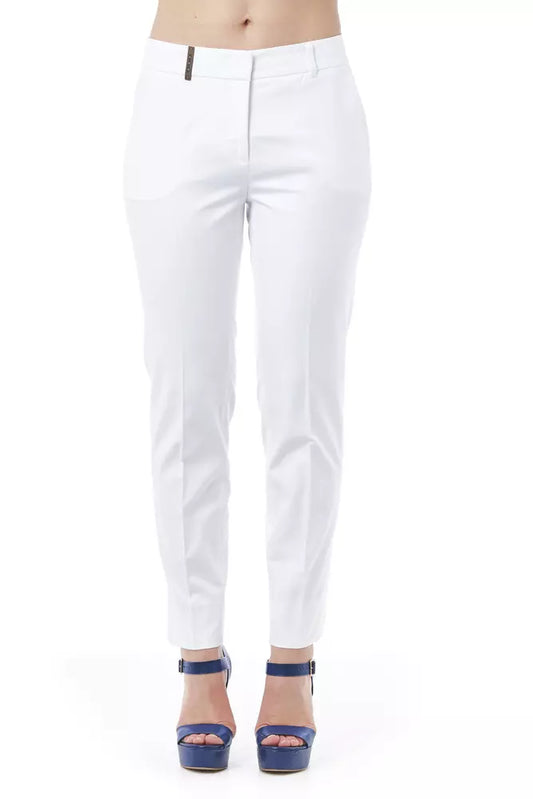 Elegant White Straight Leg Pants with Slits