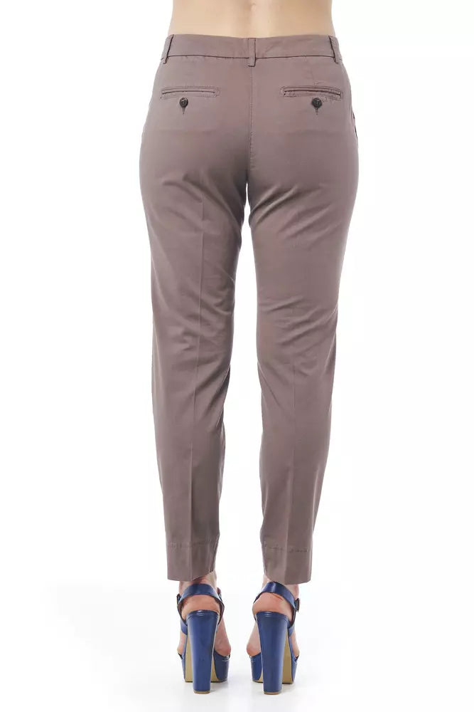 Sleek Brown Straight Leg Pants with Subtle Stretch