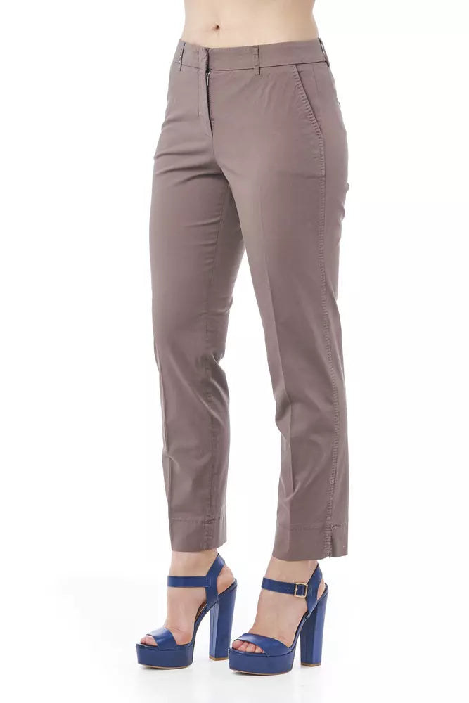 Sleek Brown Straight Leg Pants with Subtle Stretch