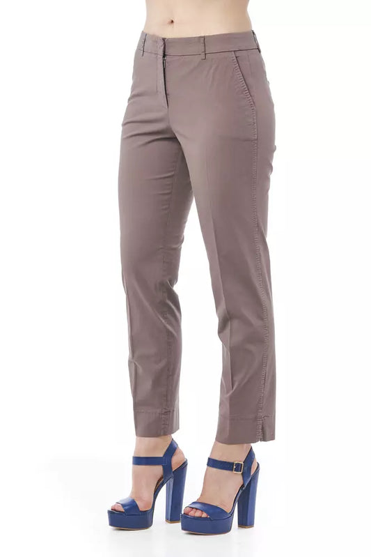 Sleek Brown Straight Leg Pants with Subtle Stretch