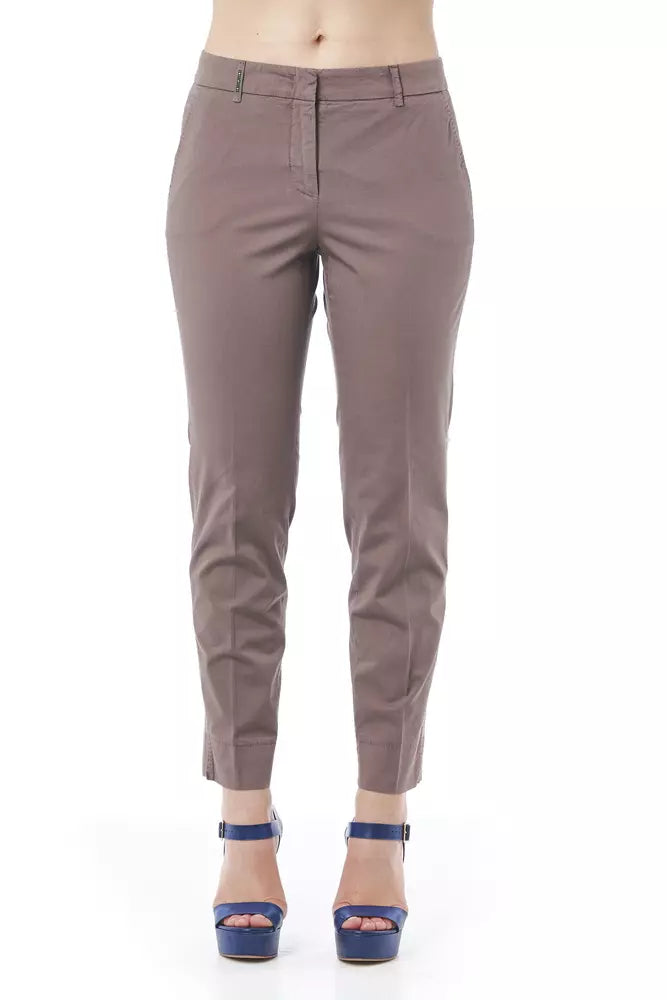Sleek Brown Straight Leg Pants with Subtle Stretch