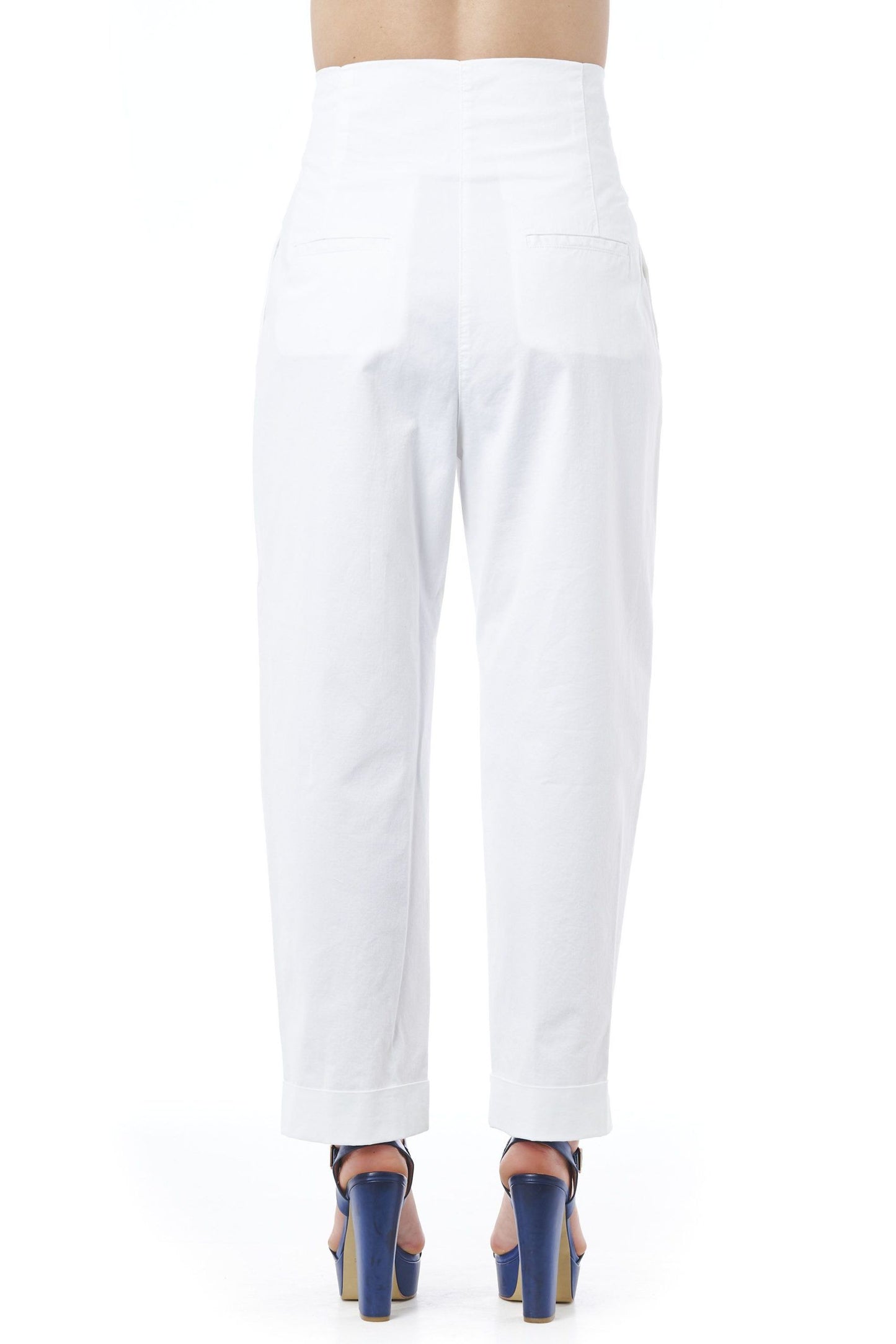 Chic High-Waisted Baggy White Trousers