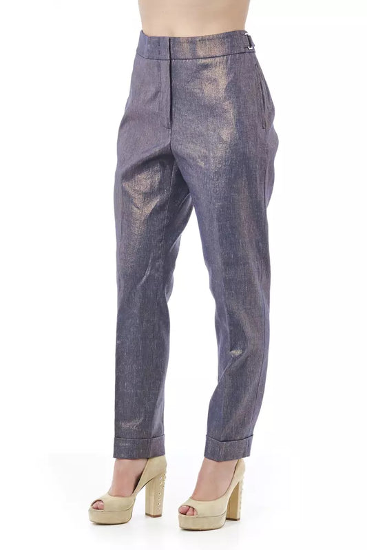 Chic Metallic-Effect Straight-Leg Trousers