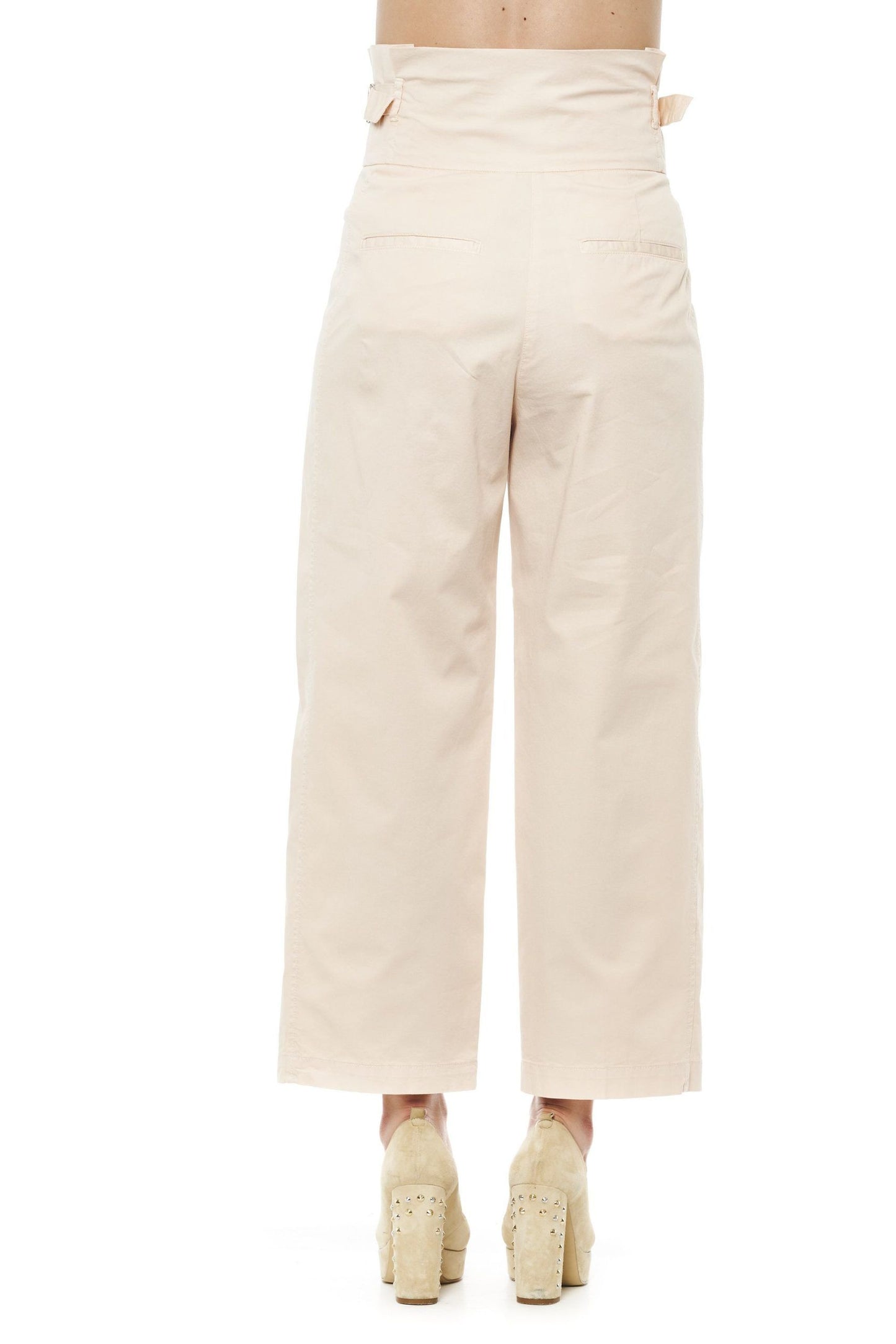 Elegant Beige Straight-Leg Palazzo Trousers