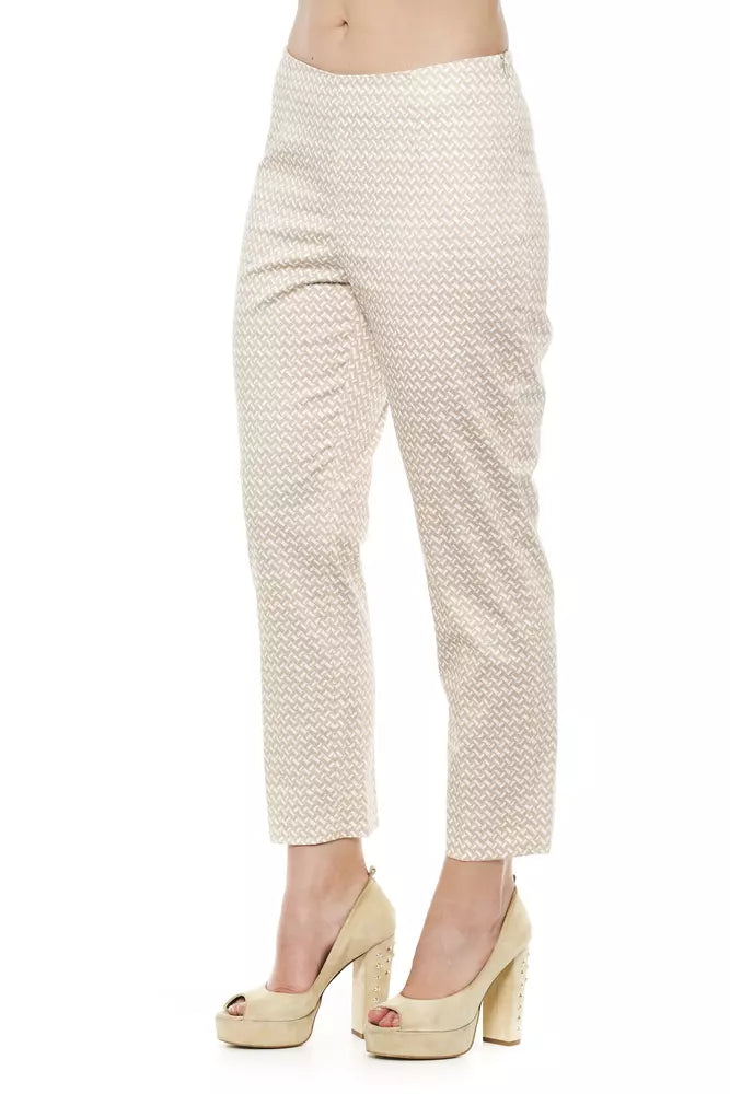 Elegant High-Waist Geometric Piquet Pants
