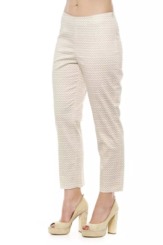 Elegant High-Waist Geometric Piquet Pants