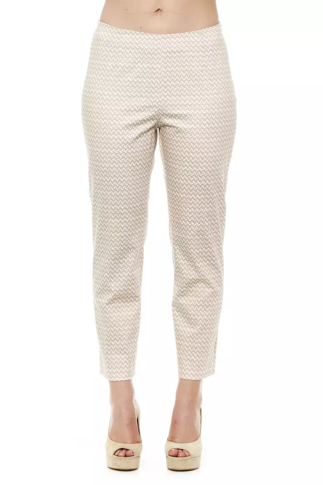 Elegant High-Waist Geometric Piquet Pants