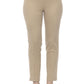Chic Beige Slim Fit Piquet Pants with Side Zip