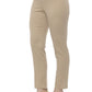 Chic Beige Slim Fit Piquet Pants with Side Zip