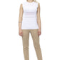 Chic Beige Slim Fit Piquet Pants with Side Zip