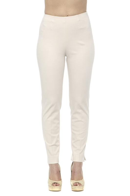 Chic Beige Slim-Fit Piquet Pants