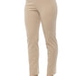 Beige High Waist Slim Fit Cotton Piquet Pants