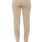 Beige High Waist Slim Fit Cotton Piquet Pants