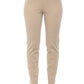 Beige High Waist Slim Fit Cotton Piquet Pants