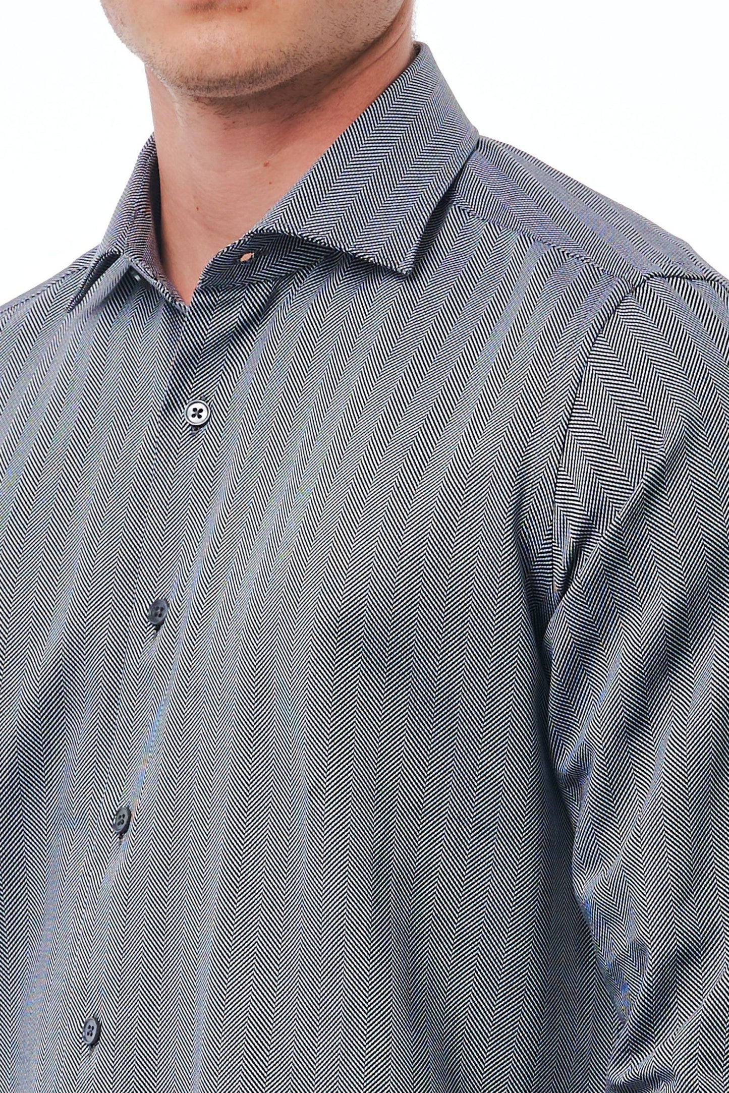 Elegant Gray Slim Fit French Collar Shirt