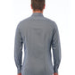 Elegant Gray Slim Fit French Collar Shirt