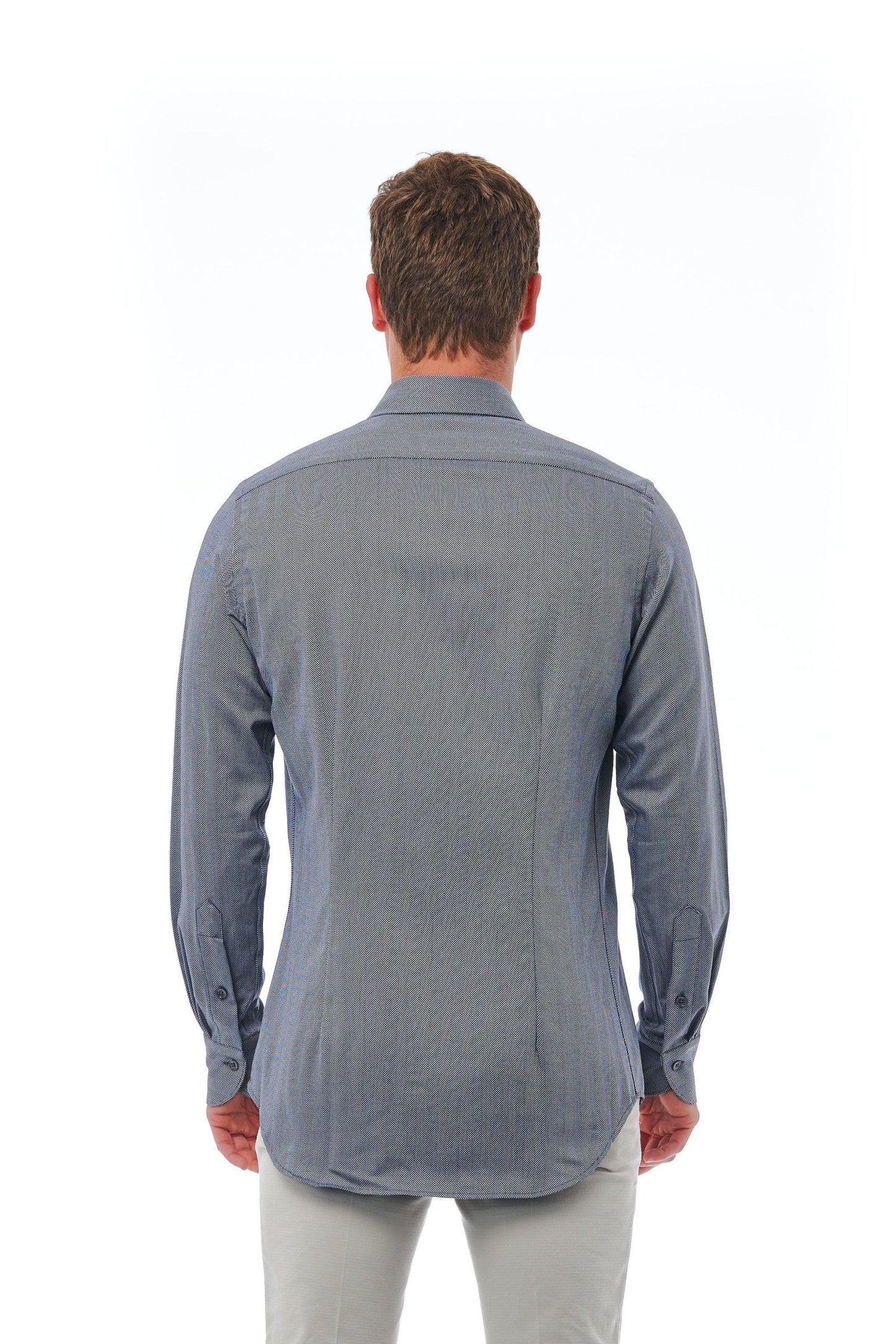 Elegant Gray Slim Fit French Collar Shirt