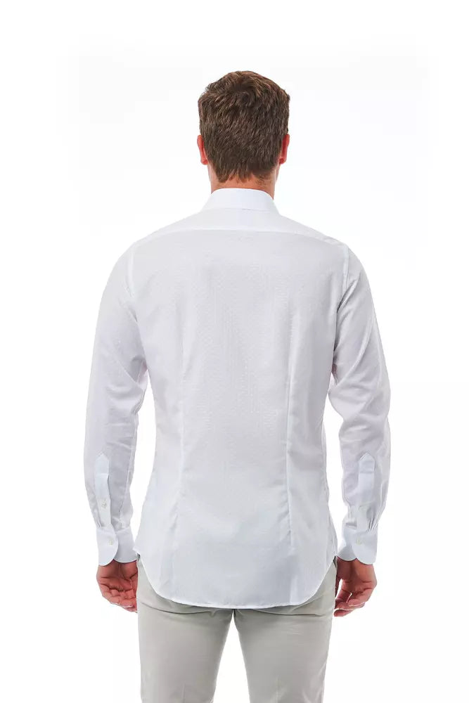 Elegant White Slim Fit French Collar Shirt
