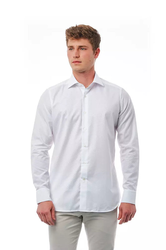 Elegant White Slim Fit French Collar Shirt