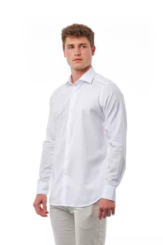 Elegant White Slim Fit French Collar Shirt