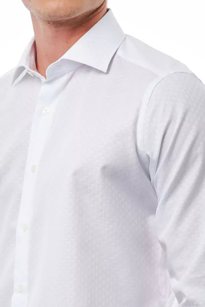 Elegant White Slim Fit French Collar Shirt