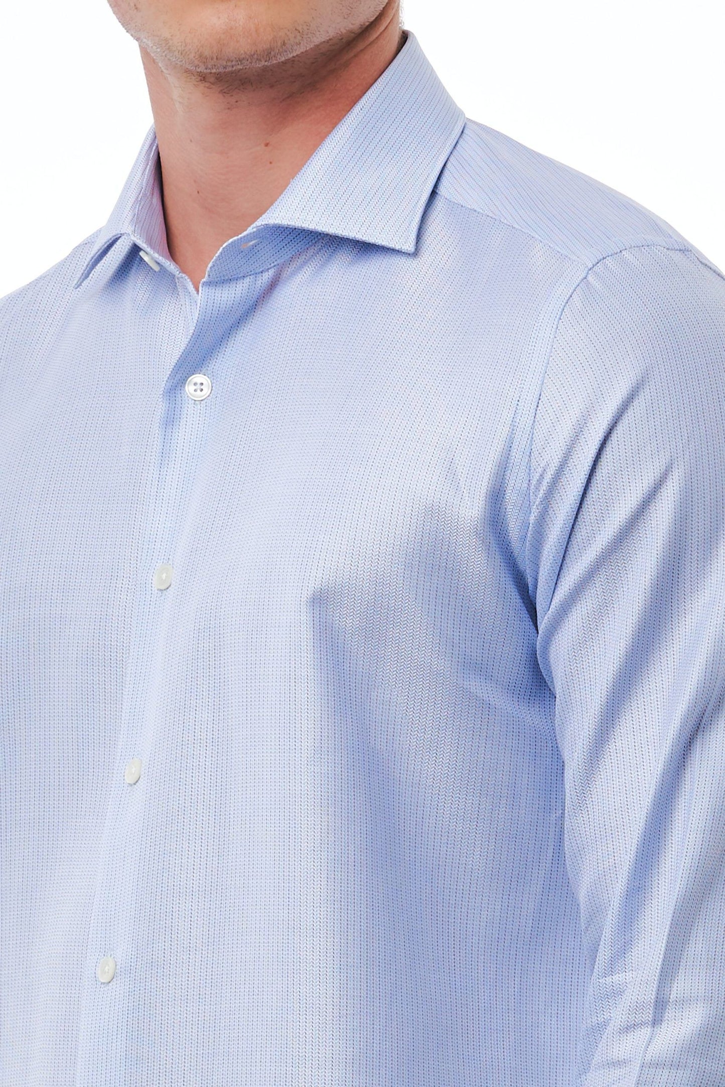 Elegant Slim Fit Light-Blue French Collar Shirt