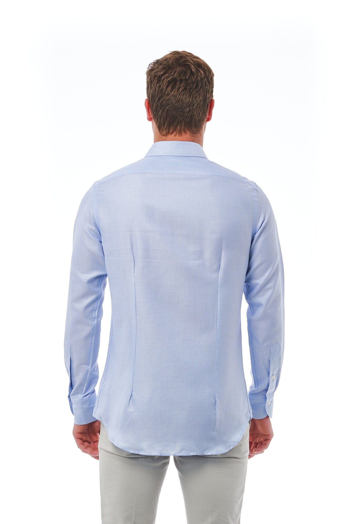 Elegant Slim Fit Light-Blue French Collar Shirt