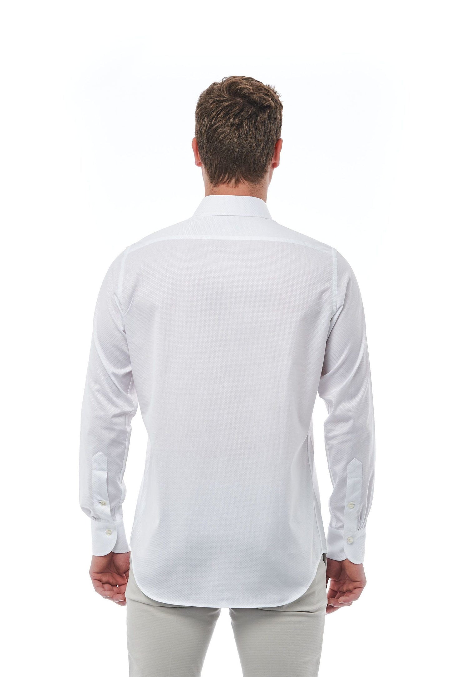 Elegant White Italian Collar Shirt - Regular Fit