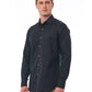 Elegant Black Cotton Italian Collar Shirt