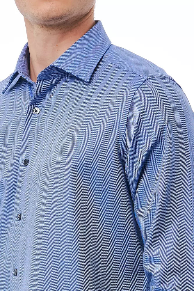Elegant Light Blue Regular Fit Italian Collar Shirt