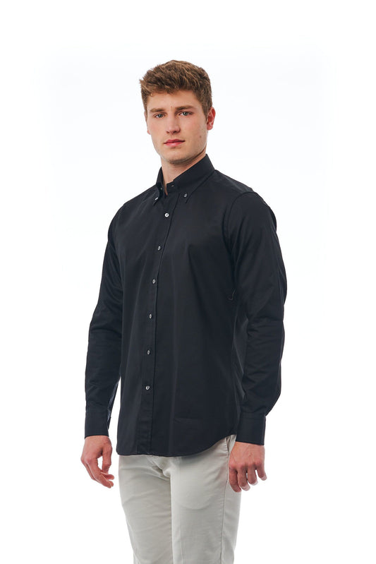 Elegant Black Cotton Button-Down Shirt
