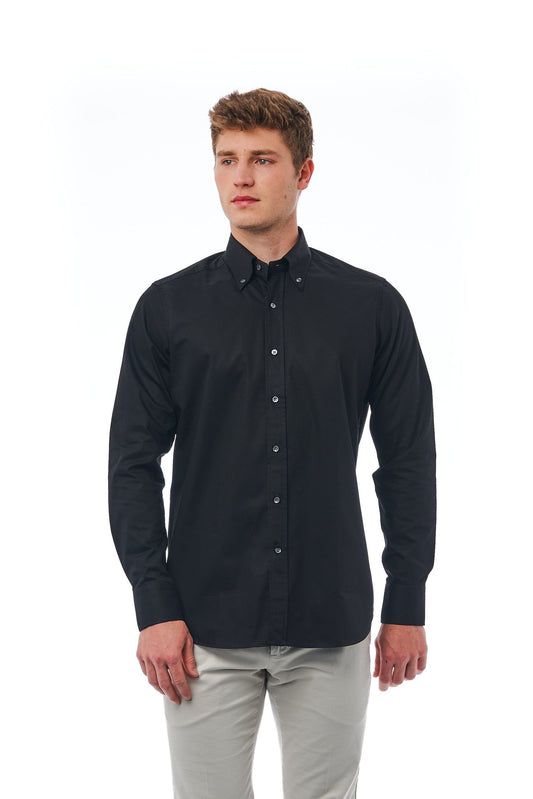 Elegant Black Cotton Button-Down Shirt