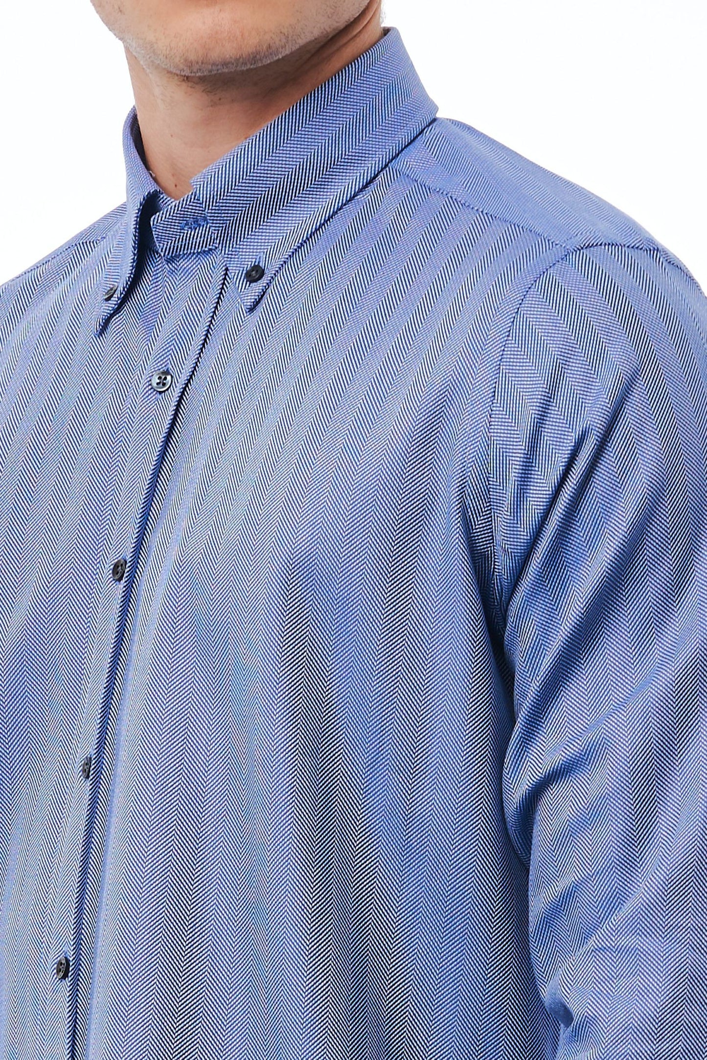Elegant Blue Cotton Button-Down Shirt