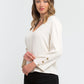 Elegant White V-Neck Blouse with Cady Detailing