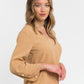 Elegant Beige Viscose Blend V-Neck Blouse