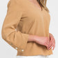 Elegant Beige Viscose Blend V-Neck Blouse