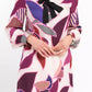 Elegant Straight-Cut Wool Dress with Pop Art Print