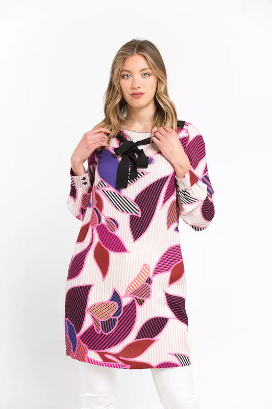 Elegant Straight-Cut Wool Dress with Pop Art Print