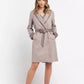 Chic Beige Cotton Kimono Coat with Contrasting Accents