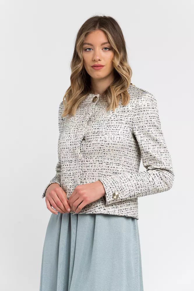 Elegant Jacquard Cotton Blend Blazer