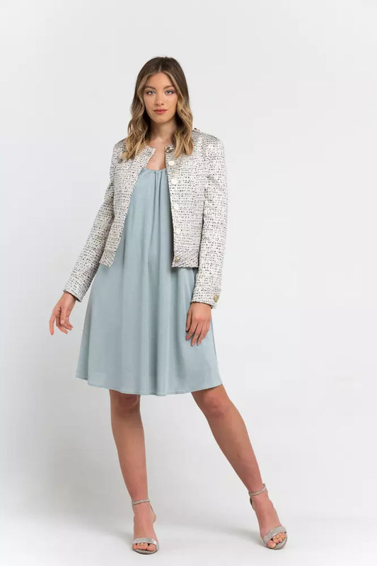 Elegant Jacquard Cotton Blend Blazer