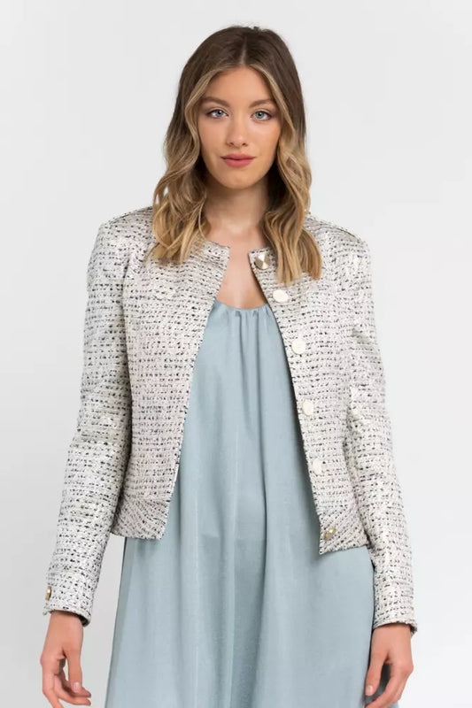 Elegant Jacquard Cotton Blend Blazer