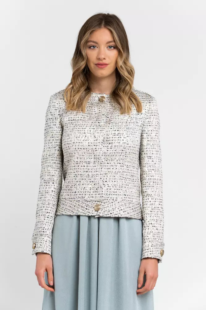 Elegant Jacquard Cotton Blend Blazer