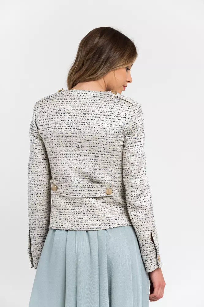 Elegant Jacquard Cotton Blend Blazer