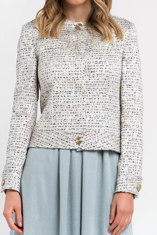 Elegant Jacquard Cotton Blend Blazer