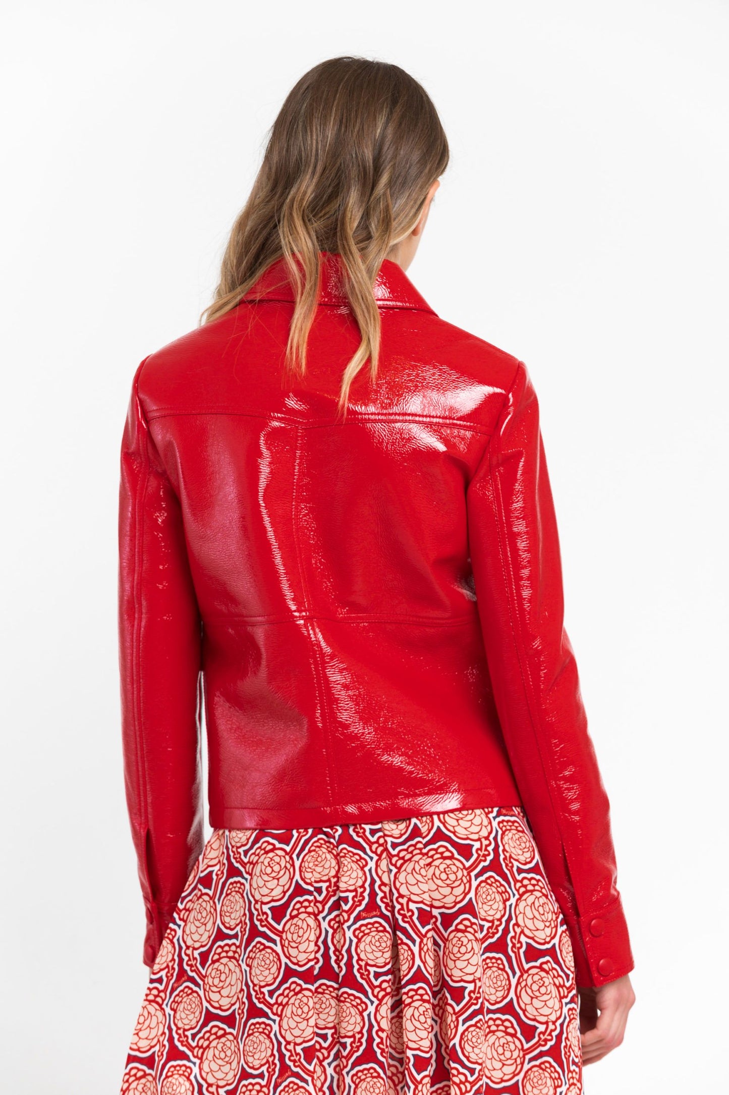 Chic Red Faux Leather Jacket