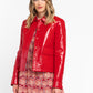 Chic Red Faux Leather Jacket