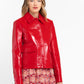 Chic Red Faux Leather Jacket